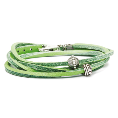 Leather Bracelet Green/Silver