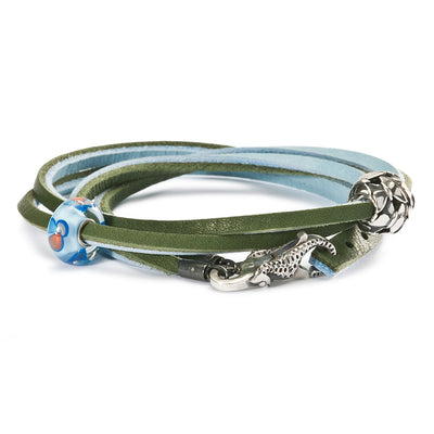 Leather Bracelet Light Blue/Green