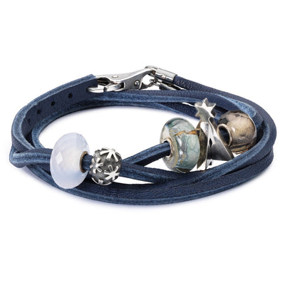 Leather Bracelet Blue/Silver